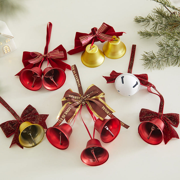 Christmas Tree Bell Bow Ornaments | Red & Gold Decor