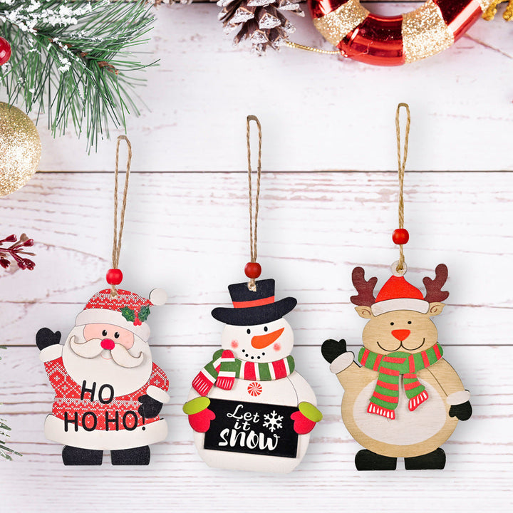 Wooden Christmas Ornaments Set for a Festive Tree