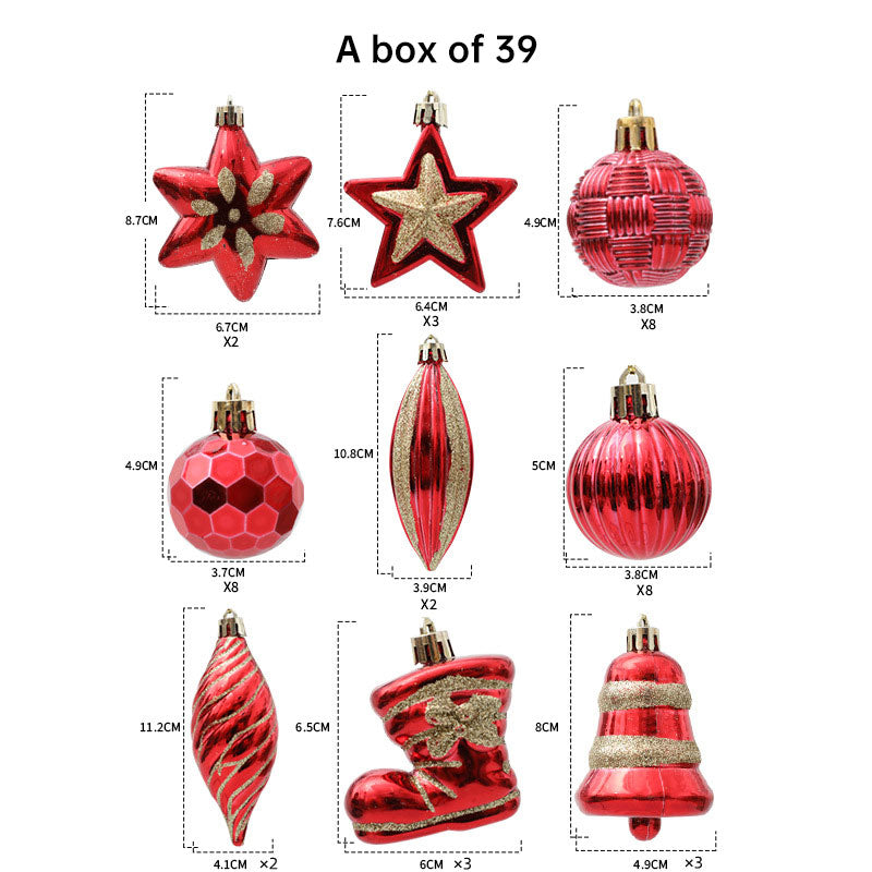 Christmas Tree Ornaments: 39-Piece Red & Gold Collection