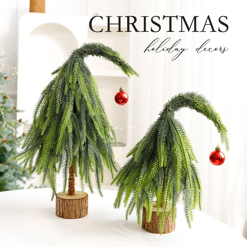 Christmas Tree Pot Decor with Red Berries for Tables