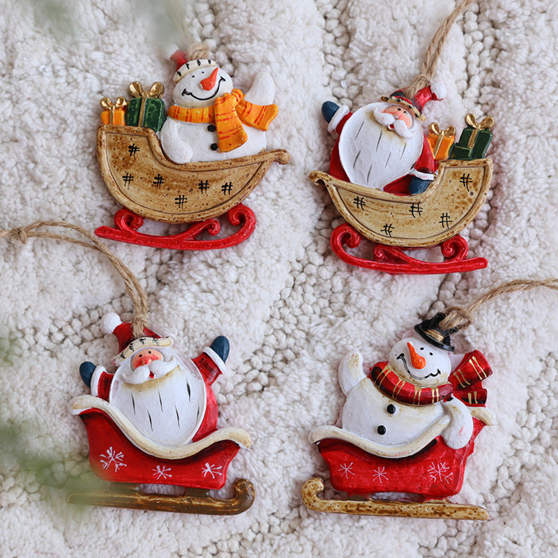 Christmas Tree Ornaments | Hand-Painted Sleigh Decor