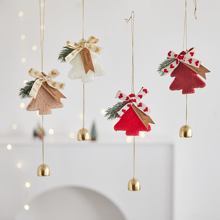 Plush Christmas Tree Ornaments with Jingle Bell Charm