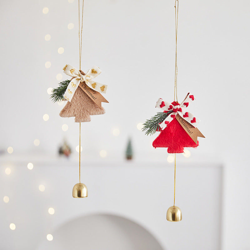 Plush Christmas Tree Ornaments with Jingle Bell Charm