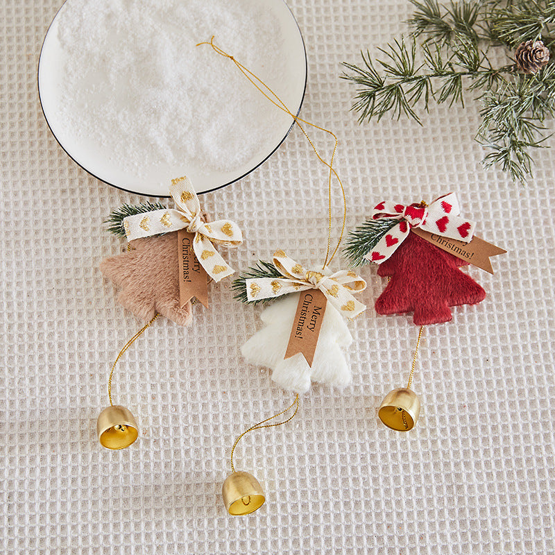 Plush Christmas Tree Ornaments with Jingle Bell Charm