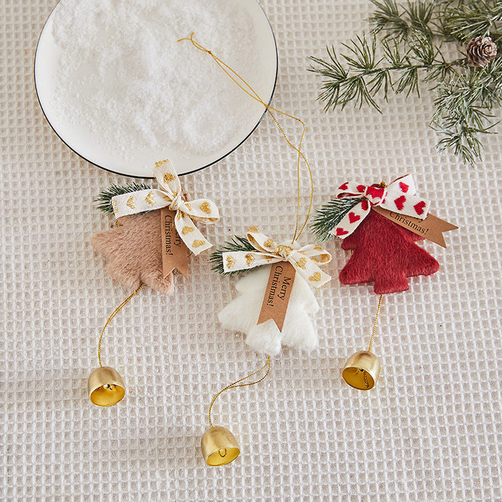Plush Christmas Tree Ornaments with Jingle Bell Charm