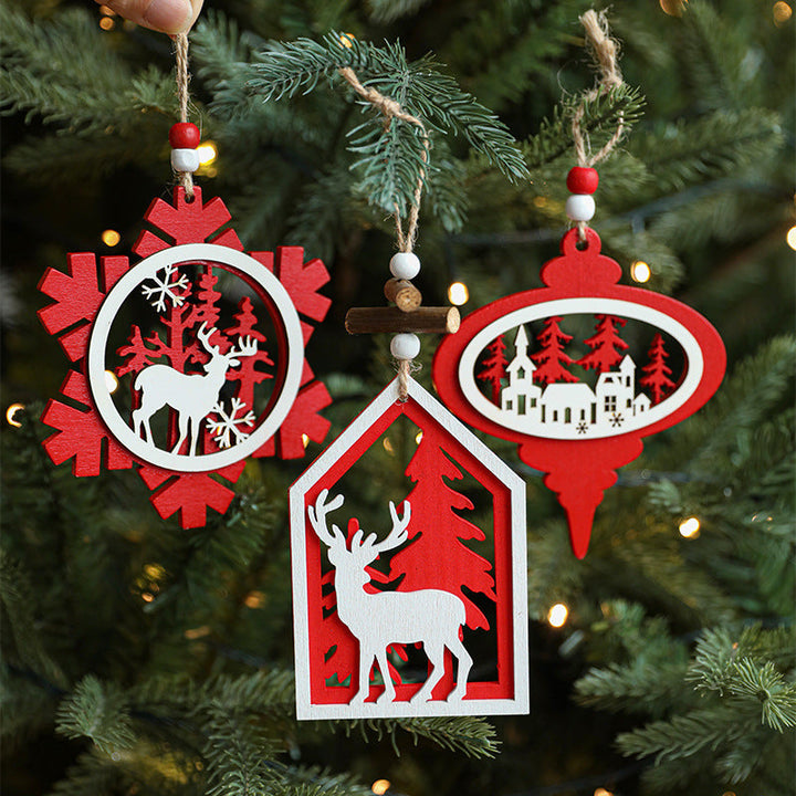 Wooden Christmas Tree Ornaments for Cozy Woodland Decor