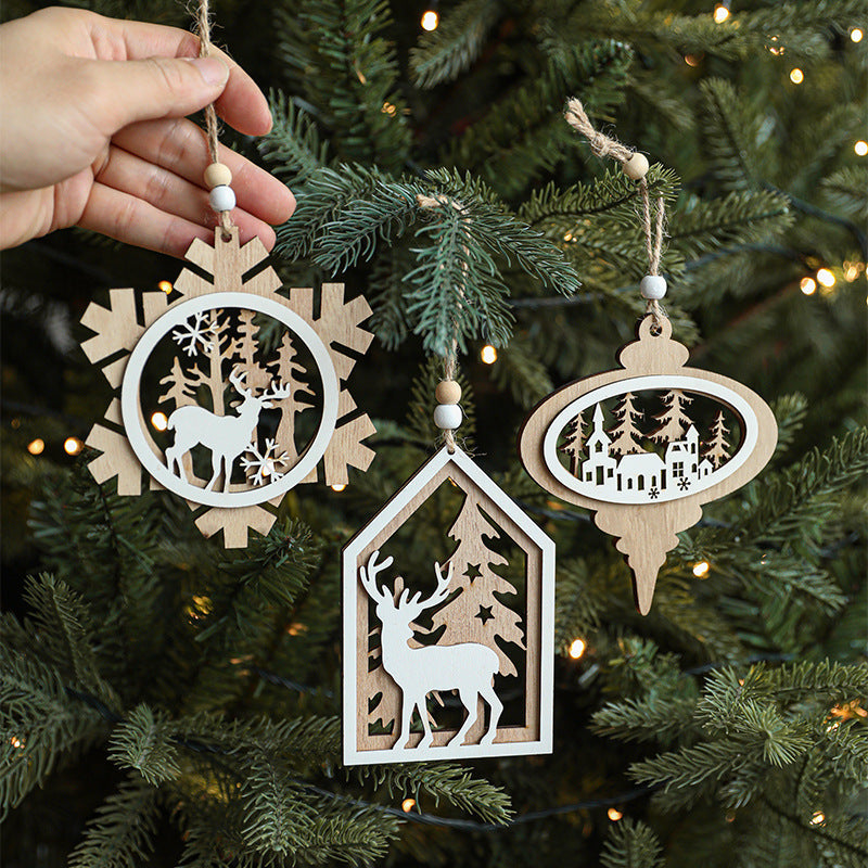 Wooden Christmas Tree Ornaments for Cozy Woodland Decor