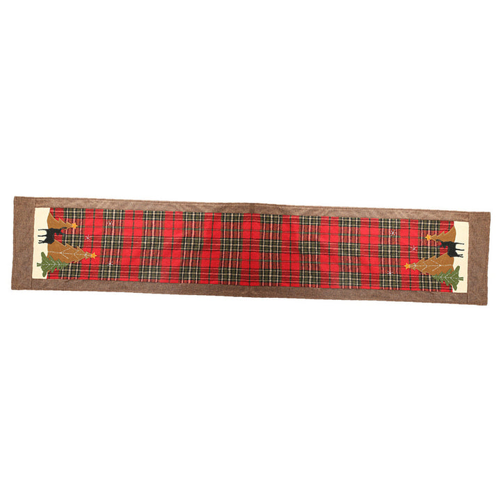 Christmas Table Runner | Rustic Plaid Elk Table Decor