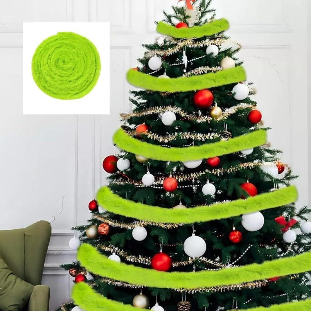 Christmas Tree Fur Ribbon for Bold Holiday Color Decor