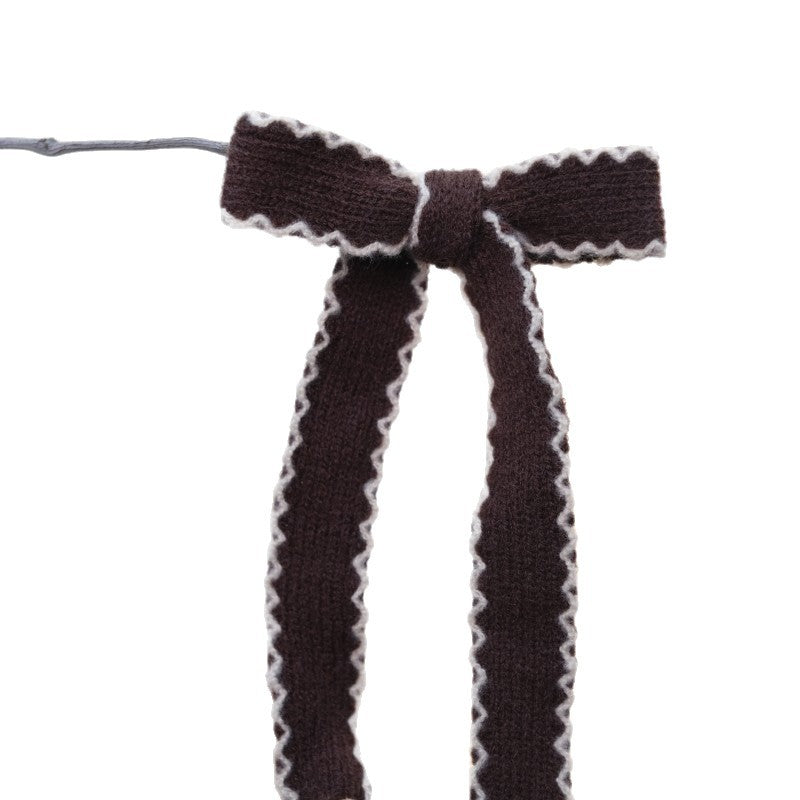 Knitted Christmas Bow Ribbon with Wavy Edge Trim