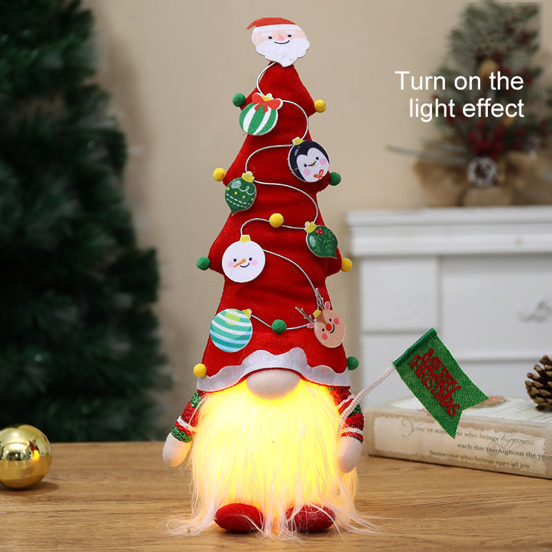 Christmas Tree Gnome Hat Decoration With Light-Up Beard