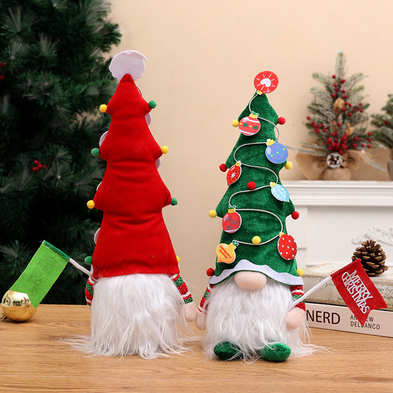 Christmas Tree Gnome Hat Decoration With Light-Up Beard