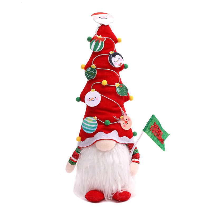 Christmas Tree Gnome Hat Decoration With Light-Up Beard