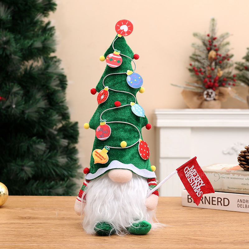Christmas Tree Gnome Hat Decoration With Light-Up Beard