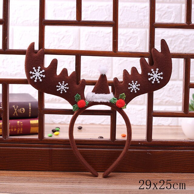 Christmas Reindeer Headband With Santa Hat Details
