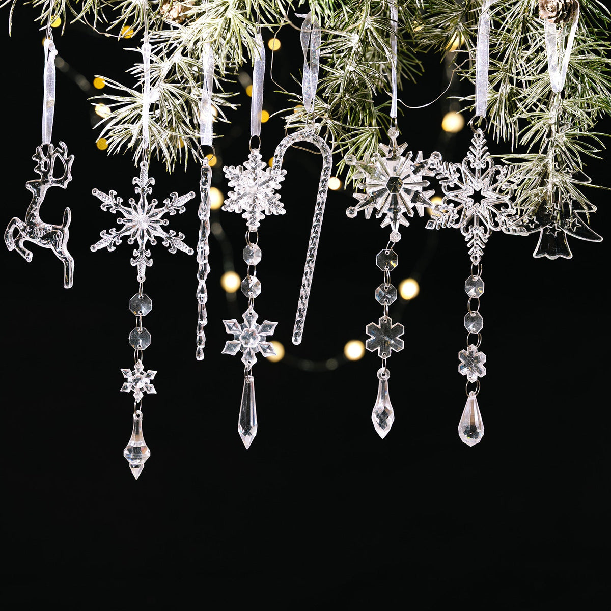 Christmas Tree Ornaments for Elegant Icy Tree Sparkle