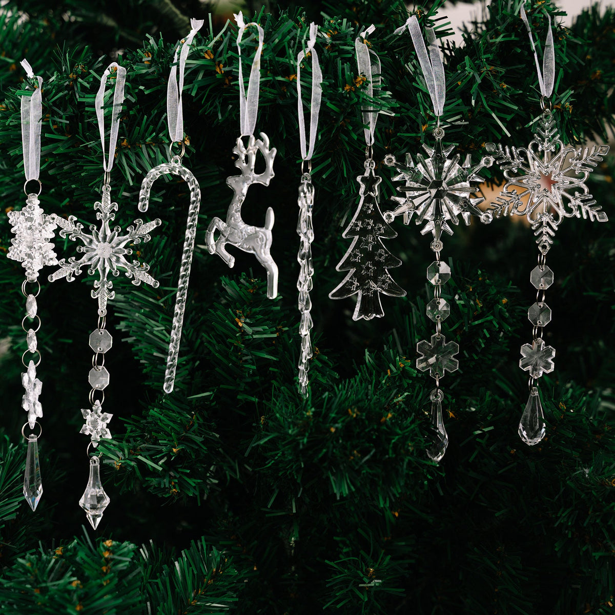 Christmas Tree Ornaments for Elegant Icy Tree Sparkle