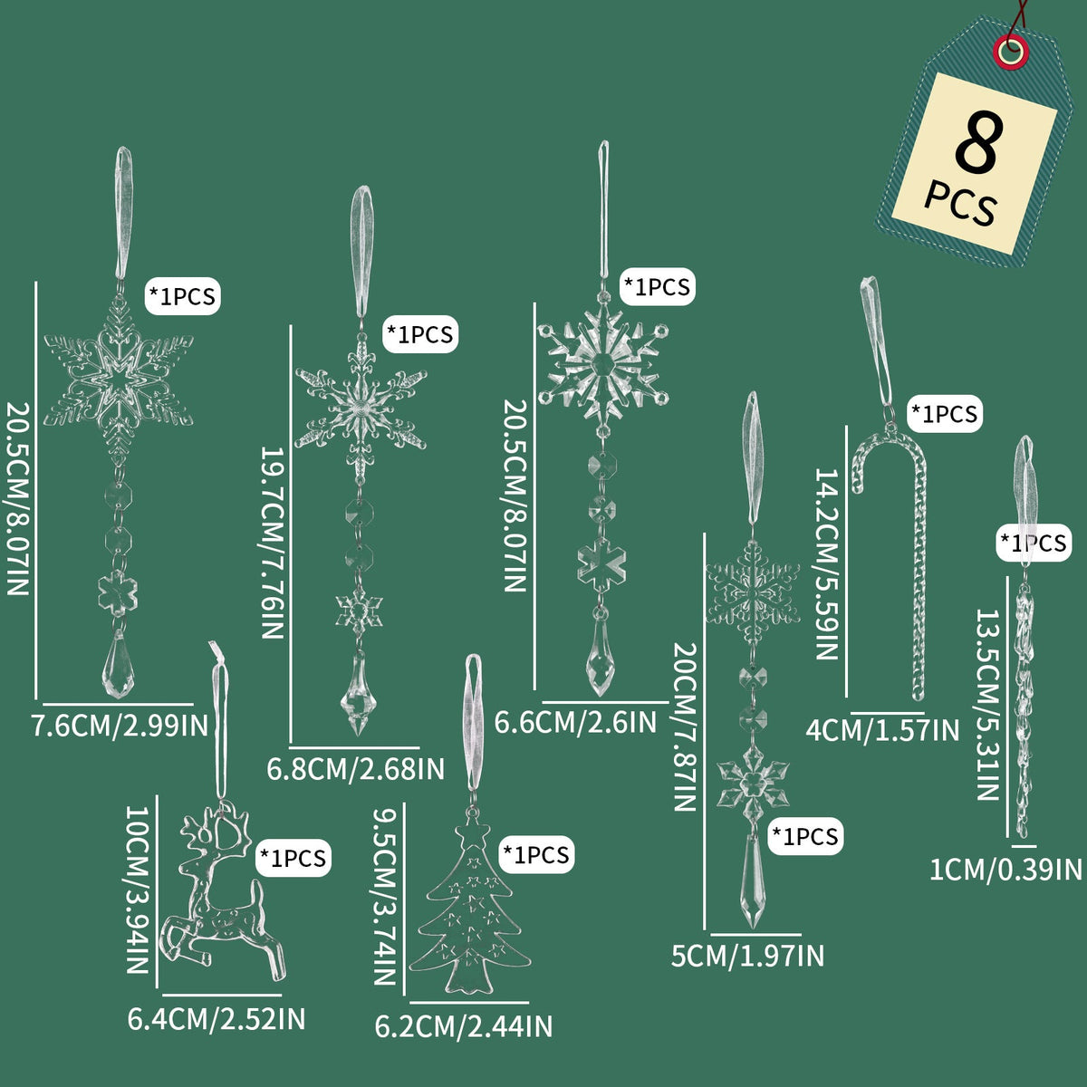 Christmas Tree Ornaments for Elegant Icy Tree Sparkle