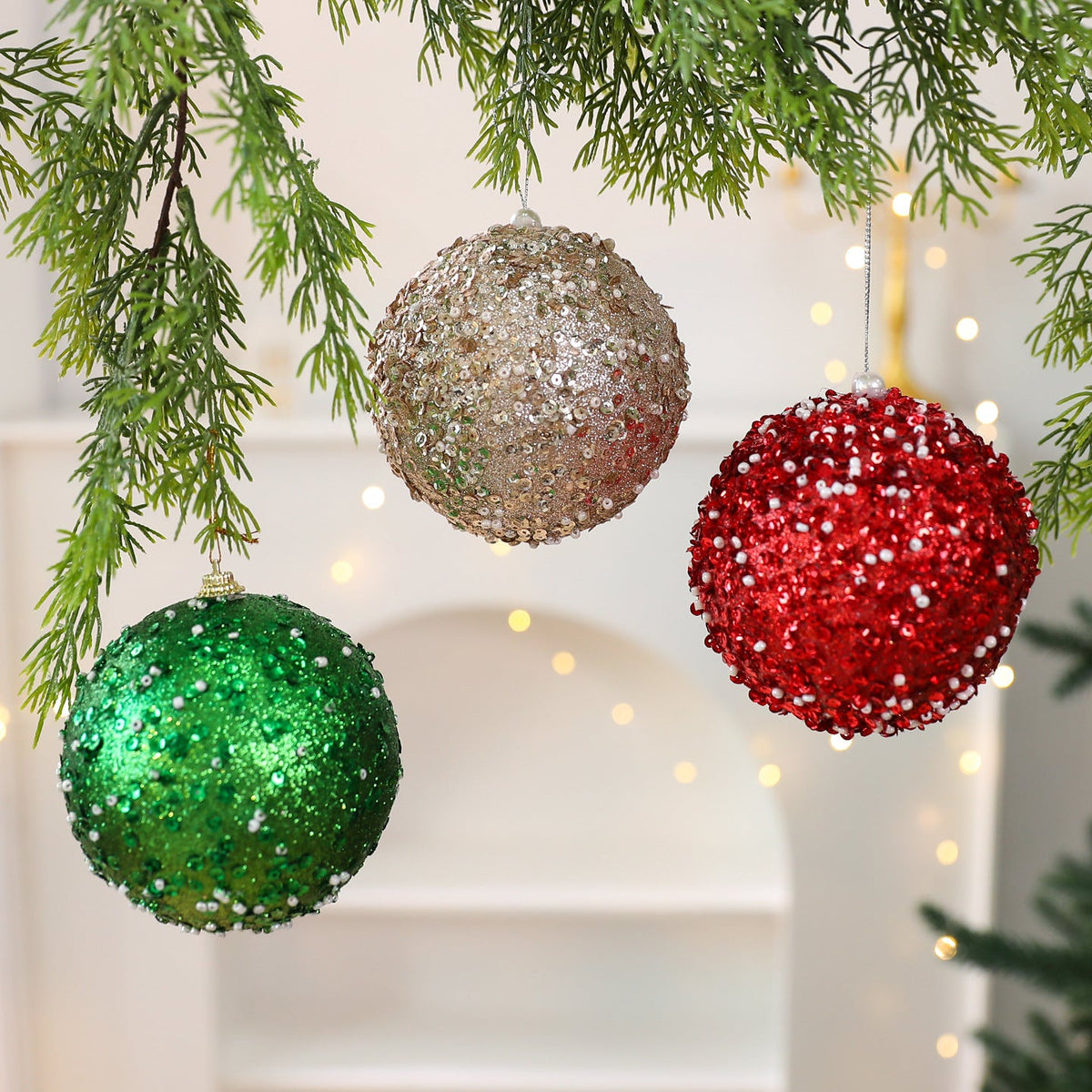 Christmas Tree Ornaments 10cm for Sparkling Holiday Decor