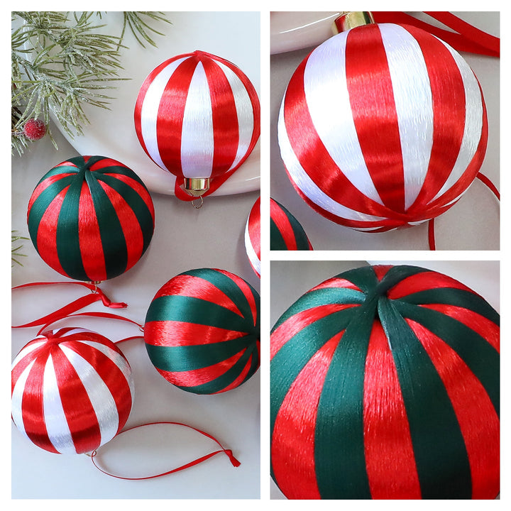 Christmas Tree Ornaments 8cm | Coordinated Striped Decor