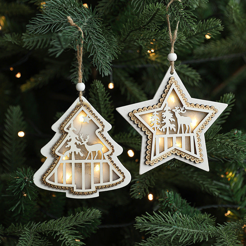 Illuminated Wooden Christmas Ornaments for Cozy Glow