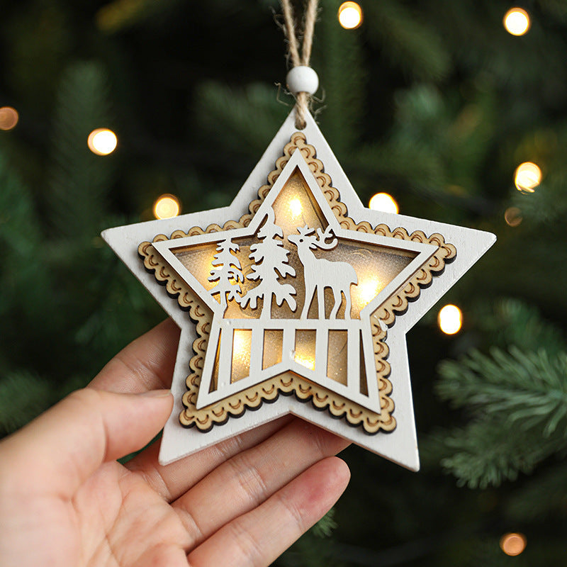 Illuminated Wooden Christmas Ornaments for Cozy Glow