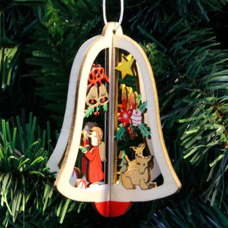3D Christmas Tree Ornaments Wooden Holiday Decor Set