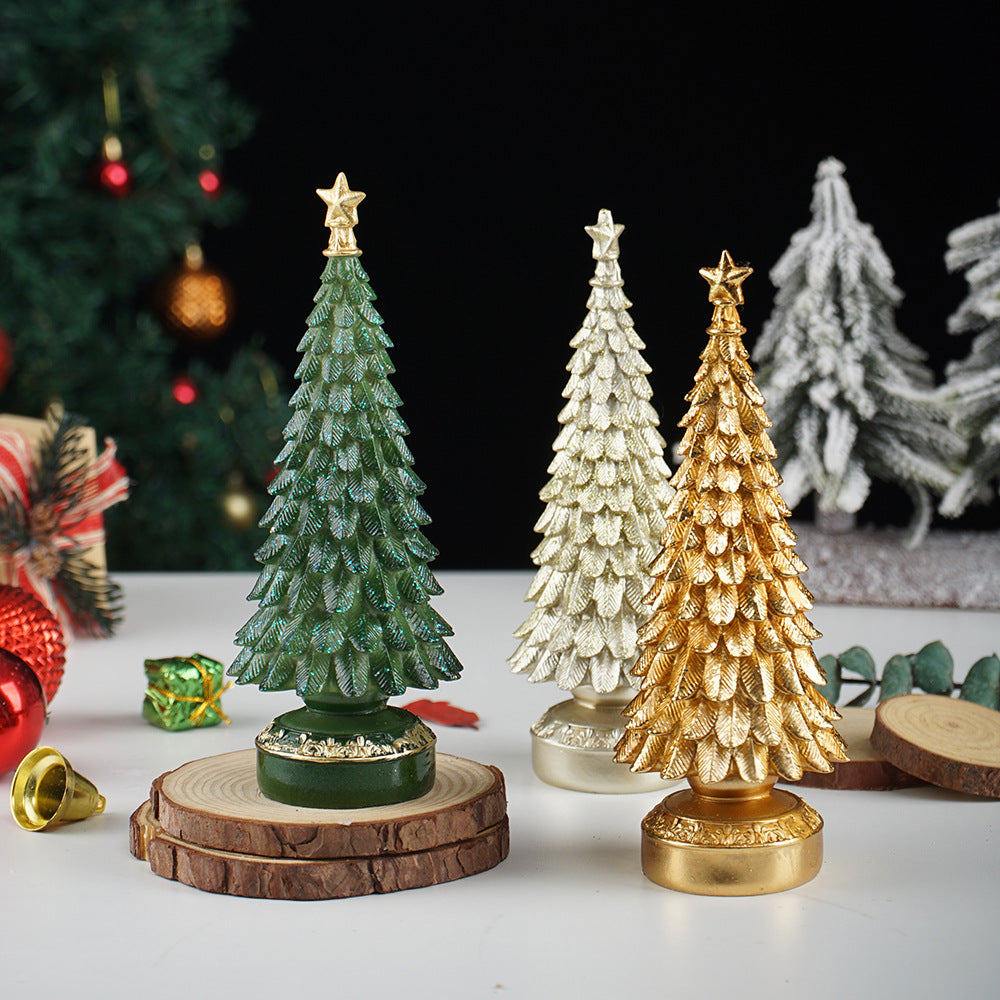 Elegant Tabletop Christmas Tree Decor with Gold Star