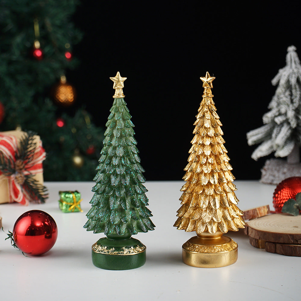 Elegant Tabletop Christmas Tree Decor with Gold Star