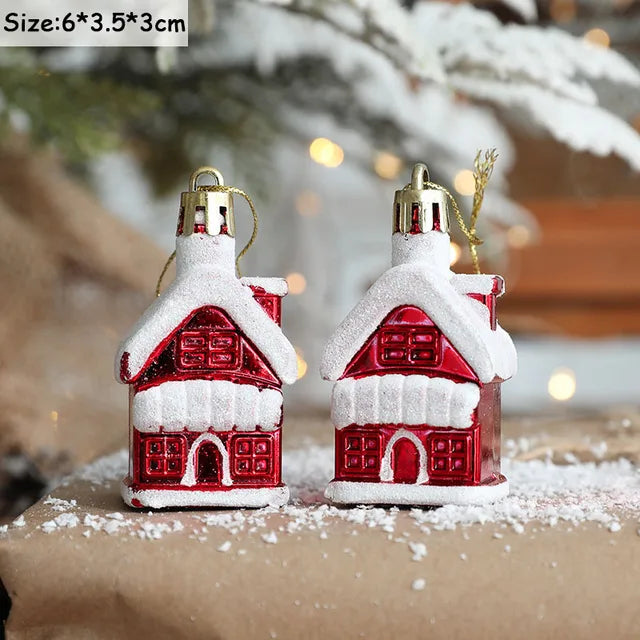 Christmas Tree Ornaments Red Gold White 10-Piece Set