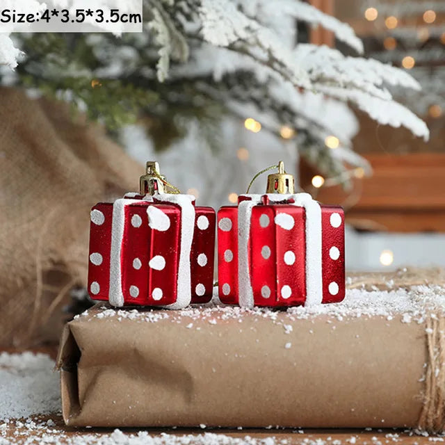 Christmas Tree Ornaments Red Gold White 10-Piece Set