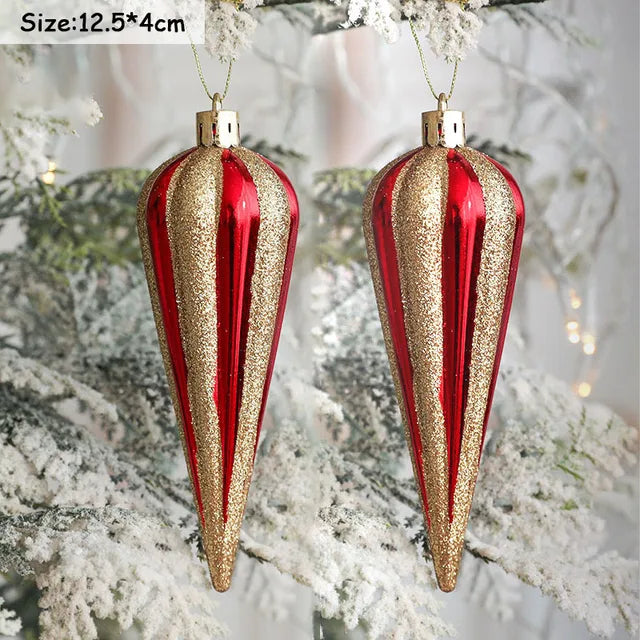 Christmas Tree Ornaments Red Gold White 10-Piece Set