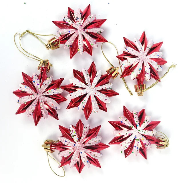 Christmas Tree Ornaments Red Gold White 10-Piece Set
