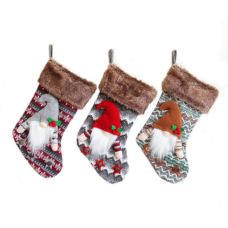 Christmas Stocking Pendant: Plush Gnome Gift Bag Decor