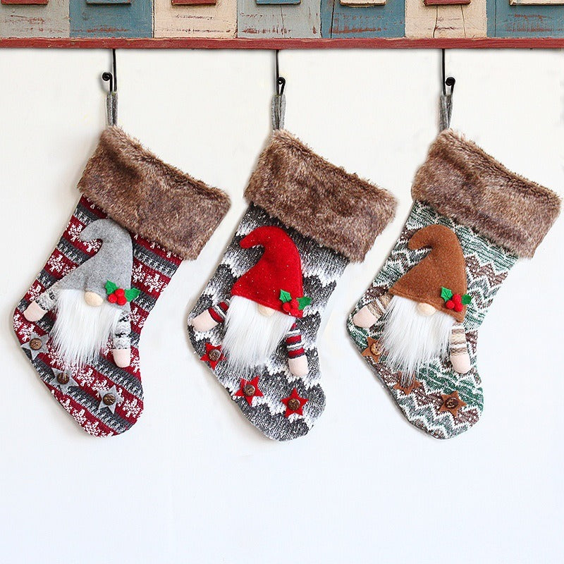 Christmas Stocking Pendant: Plush Gnome Gift Bag Decor