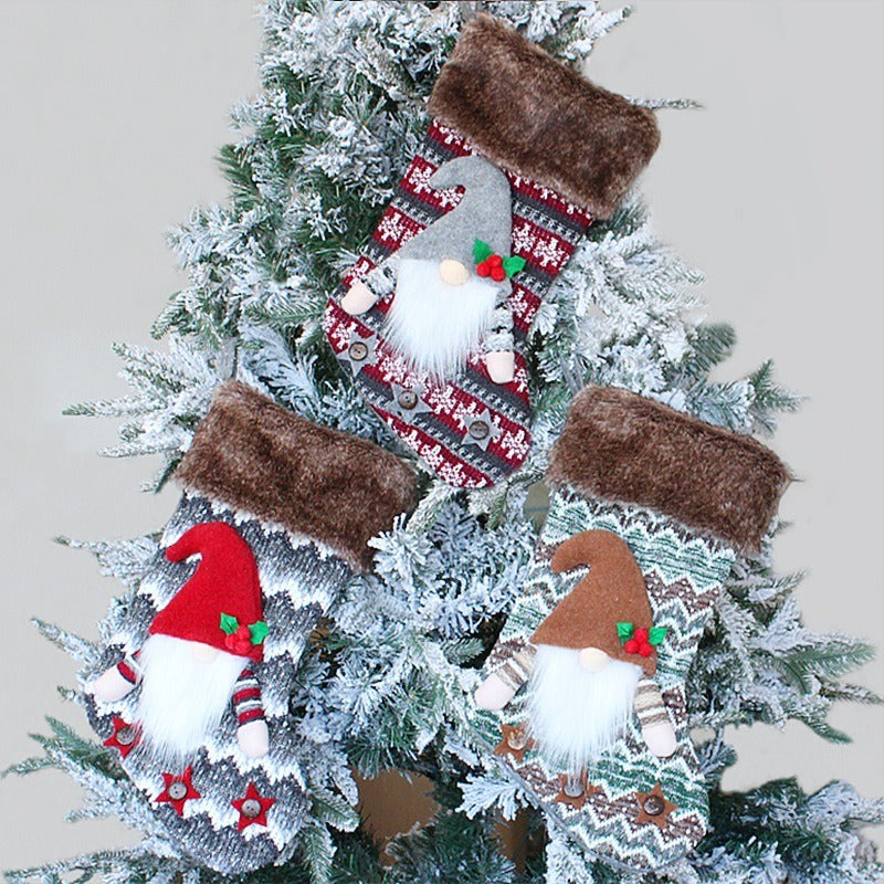 Christmas Stocking Pendant: Plush Gnome Gift Bag Decor