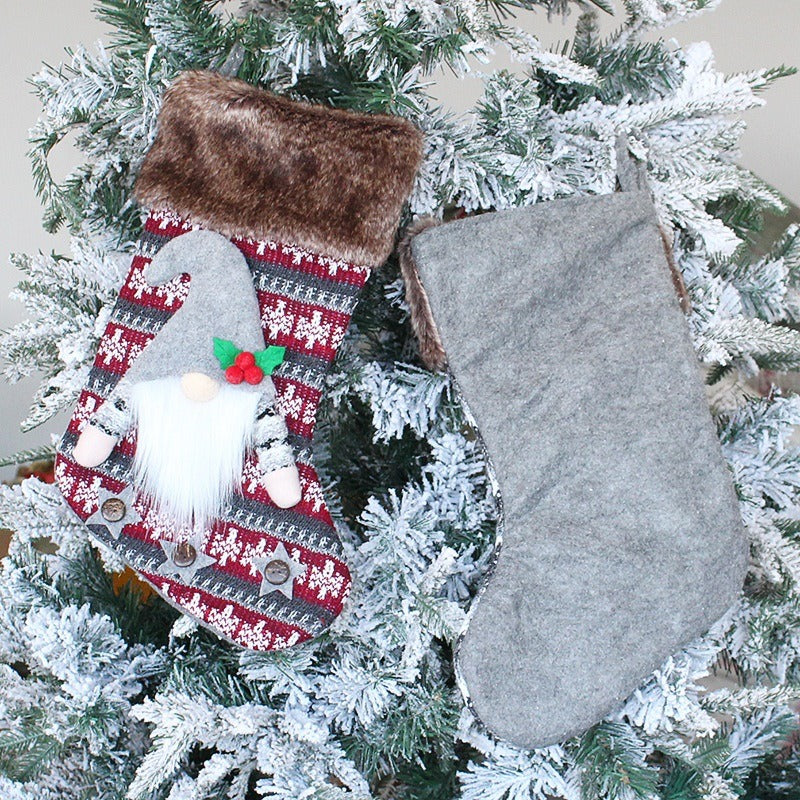 Christmas Stocking Pendant: Plush Gnome Gift Bag Decor