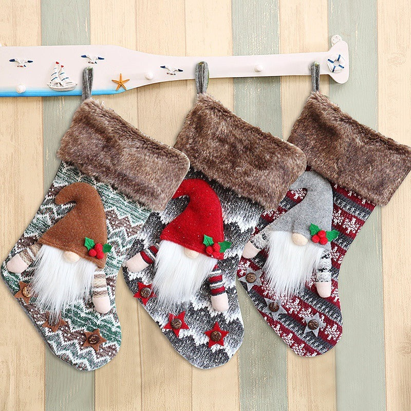 Christmas Stocking Pendant: Plush Gnome Gift Bag Decor
