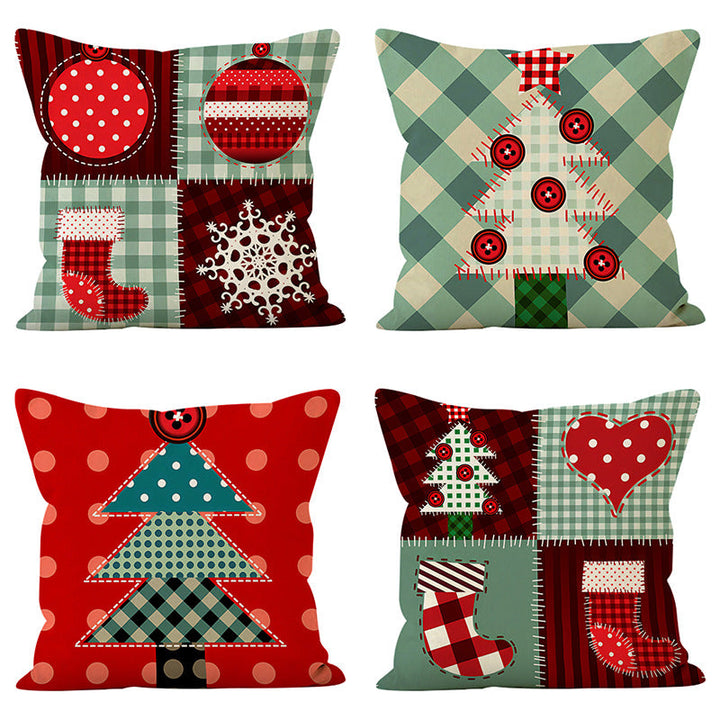 Christmas Pillowcase Cover – Cozy Patchwork Sofa Decor