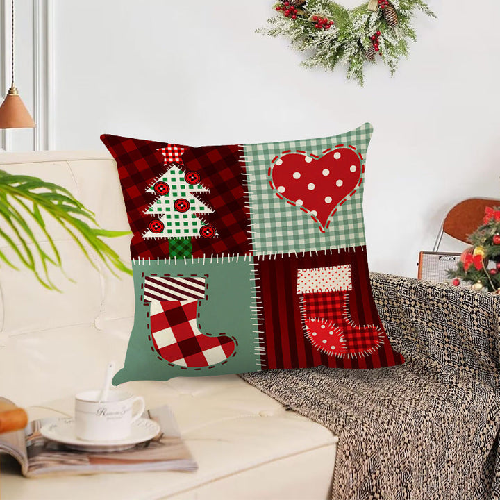 Christmas Pillowcase Cover – Cozy Patchwork Sofa Decor