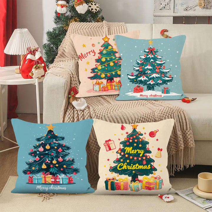 Christmas Tree Pillowcase | Cheerful Holiday Sofa Decor