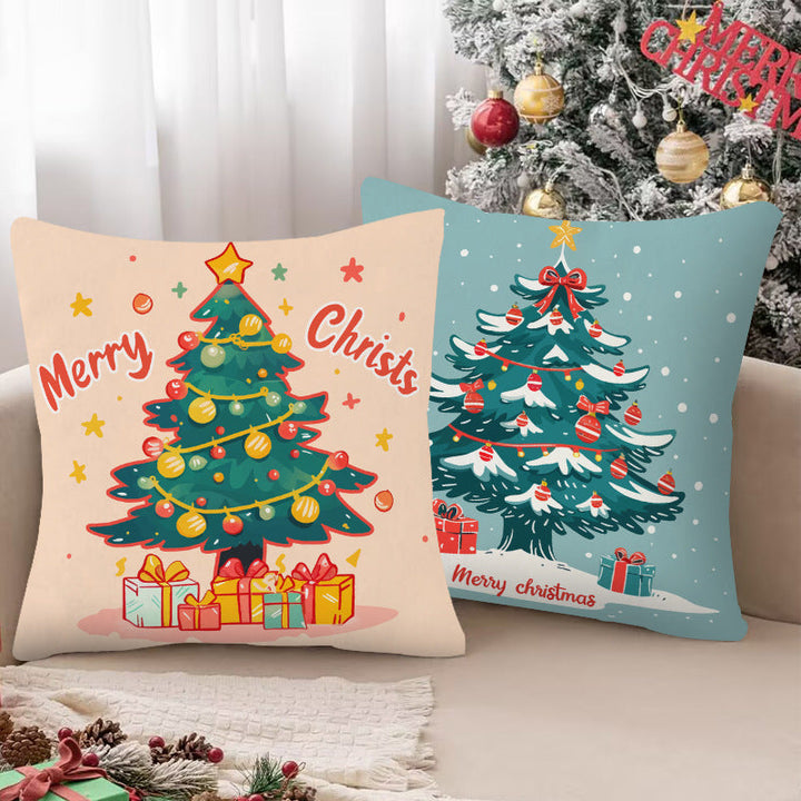 Christmas Tree Pillowcase | Cheerful Holiday Sofa Decor