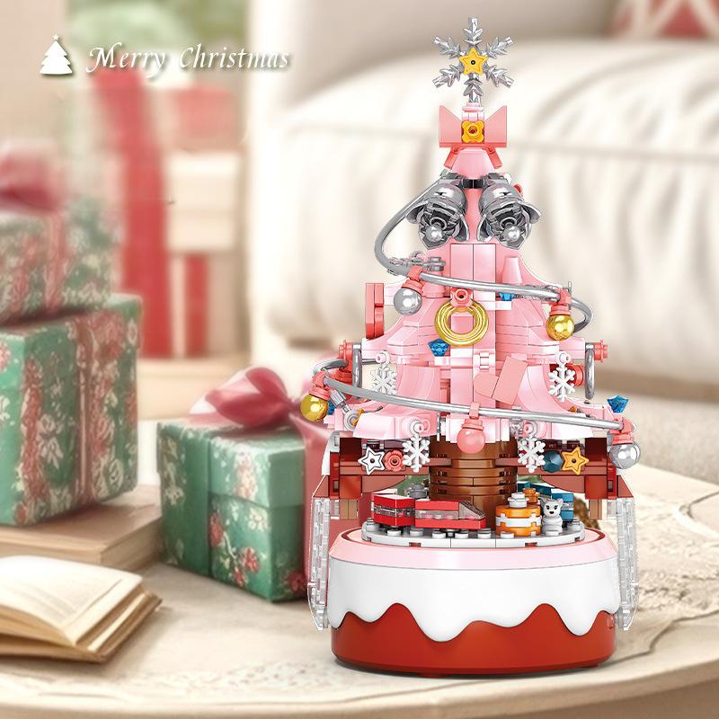 Christmas Tree Music Box Building Blocks Ornament Gift