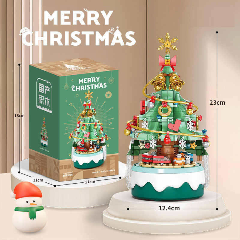 Christmas Tree Music Box Building Blocks Ornament Gift