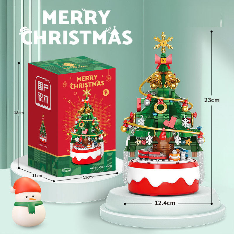 Christmas Tree Music Box Building Blocks Ornament Gift