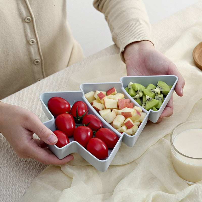 Christmas Tree Snack Tray with Divided Compartments