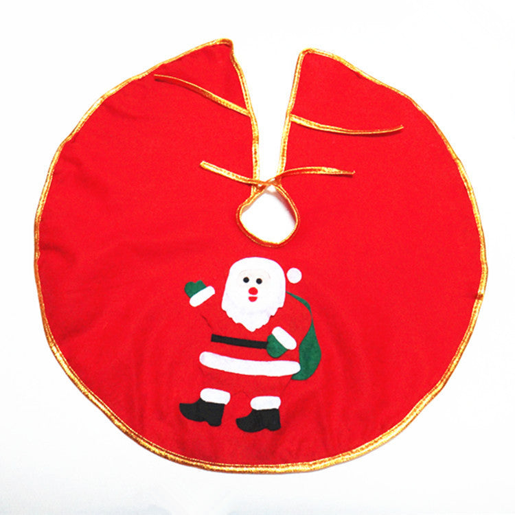 Christmas Tree Skirt with Santa Applique and Gold Trim