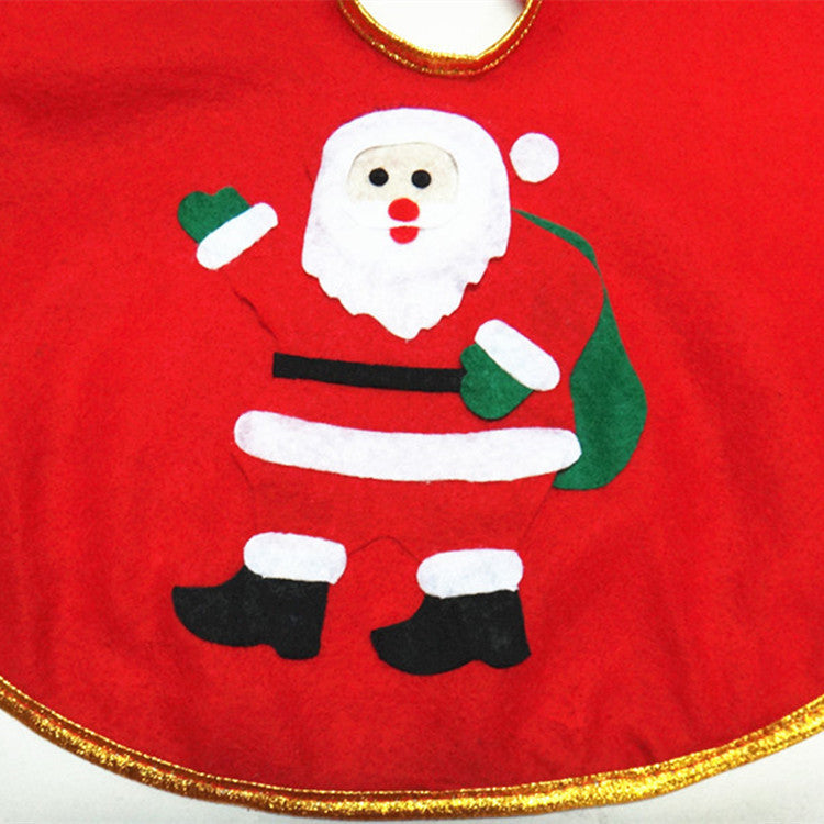 Christmas Tree Skirt with Santa Applique and Gold Trim