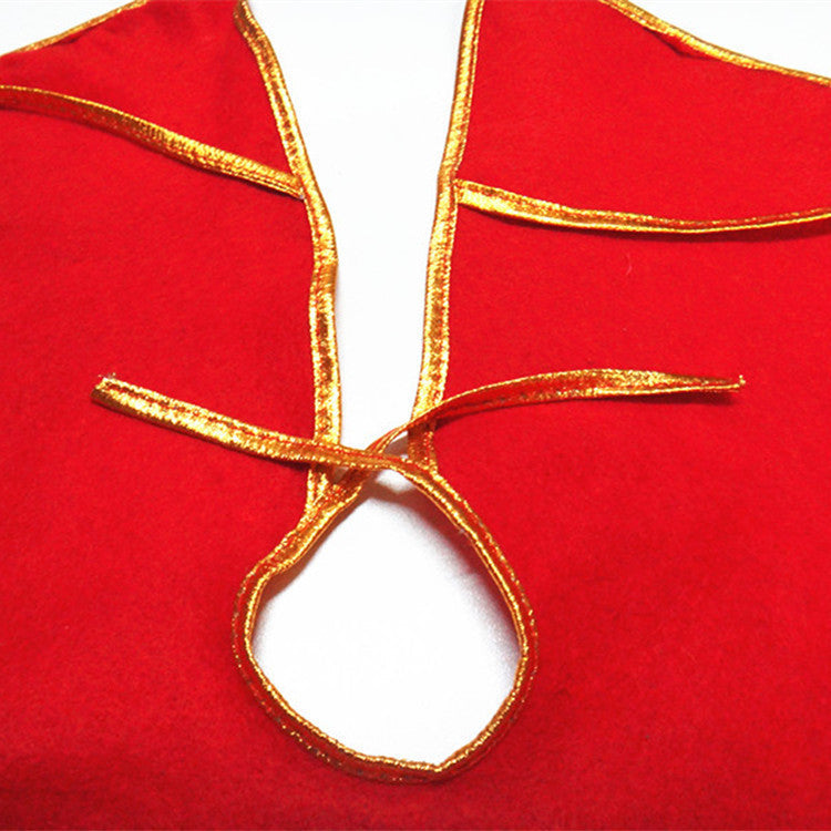 Christmas Tree Skirt with Santa Applique and Gold Trim