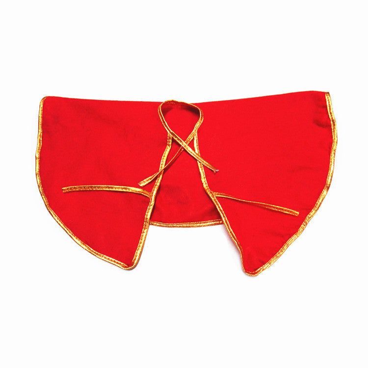 Christmas Tree Skirt with Santa Applique and Gold Trim
